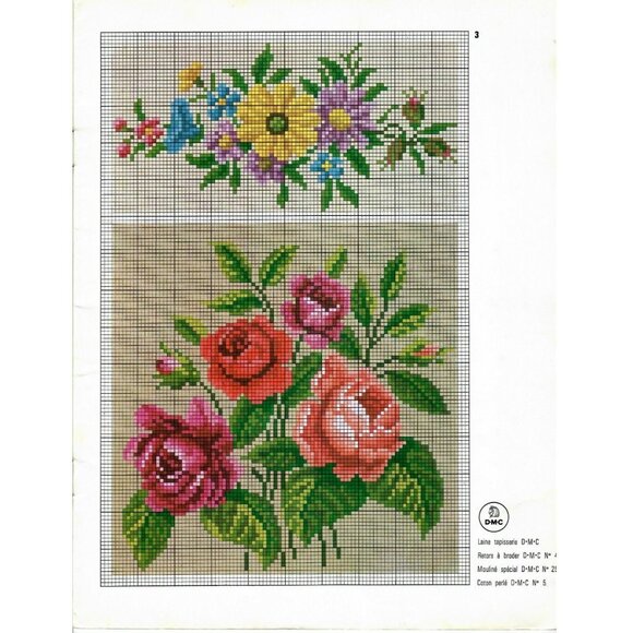 Tapestry Pattern Booklet Bird & Poinsettia #8382 1 In French DMC La Tapisserie - Picture 2 of 5